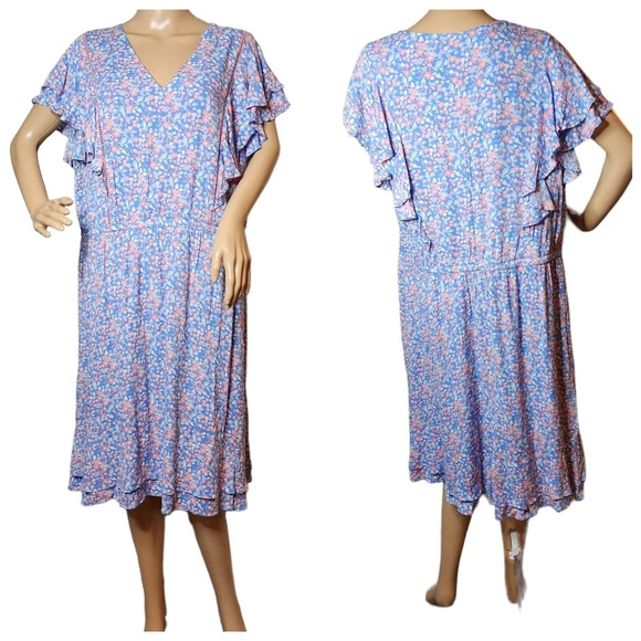 NWT Lane Bryant ditsy floral dress with pockets. stretch waist. Size 20 - Picture 5 of 16